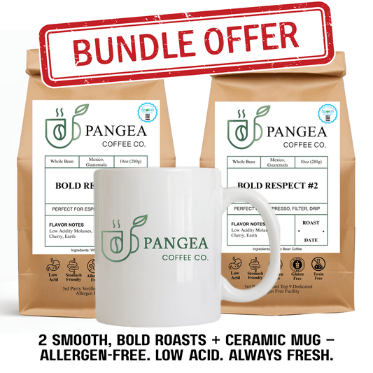 Bold Respect 2-pack with Pangea ceramic mug – low acid dark roast coffee bundle