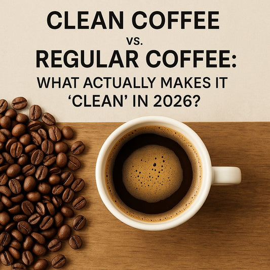 Clean coffee vs regular coffee comparison showing mold-free toxin-free specialty grade beans with quality control testing