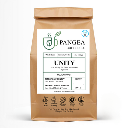 Pangea Medium Roast Coffee – Whole Bean, Low Acid, Allergen-Free, Gut-Friendly Blend