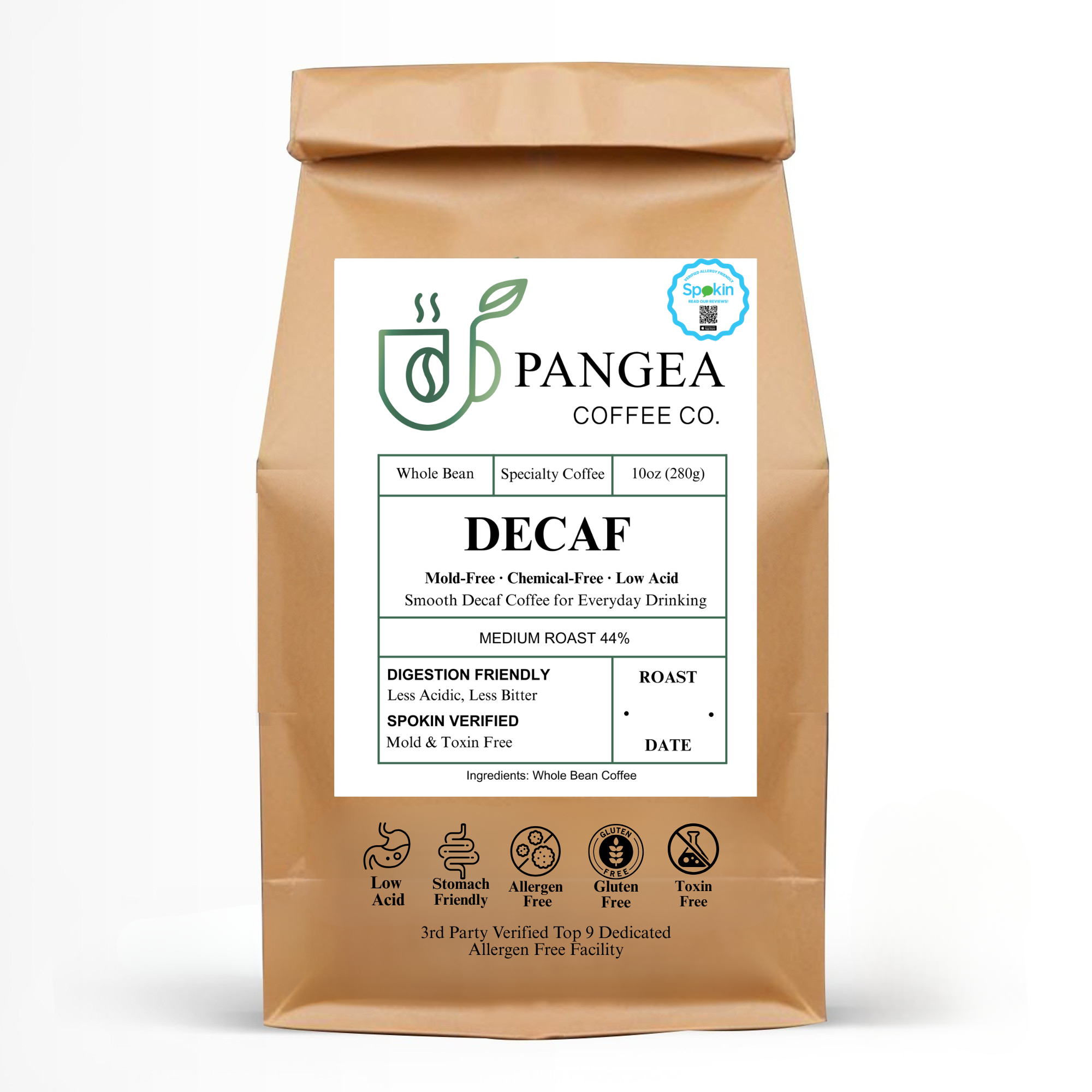 Pangea Decaf — Chemical-Free Low Acid Sugarcane EA Decaf Coffee | Mold-Free Allergen-Free