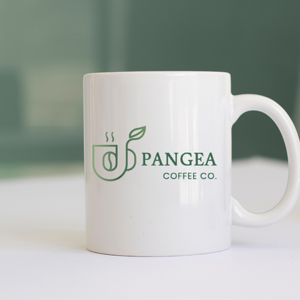 Pangea Coffee Logo Displayed on Merchandise