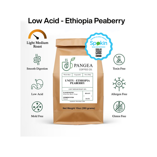 Unity – Ethiopia Peaberry | Light Medium Roast · Organic · Low Acid Coffee