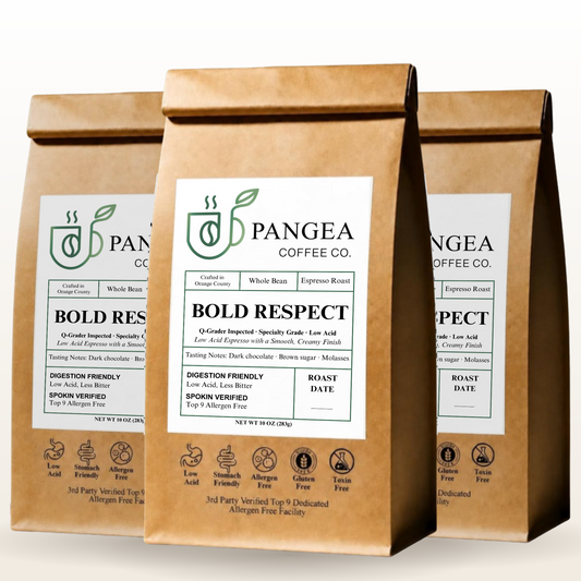 Bold Respect 3-Pack: three 10 oz bags of low acid, mold-free espresso beans