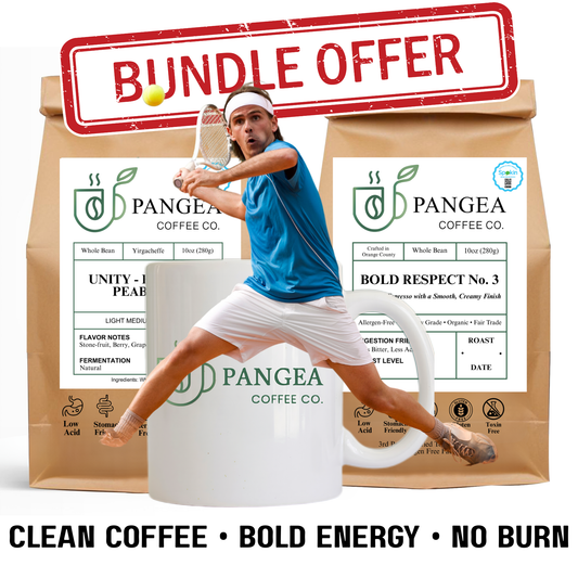Bold Respect dark roast and Unity medium roast low acid coffee for athletes - pre-workout and post-workout options
