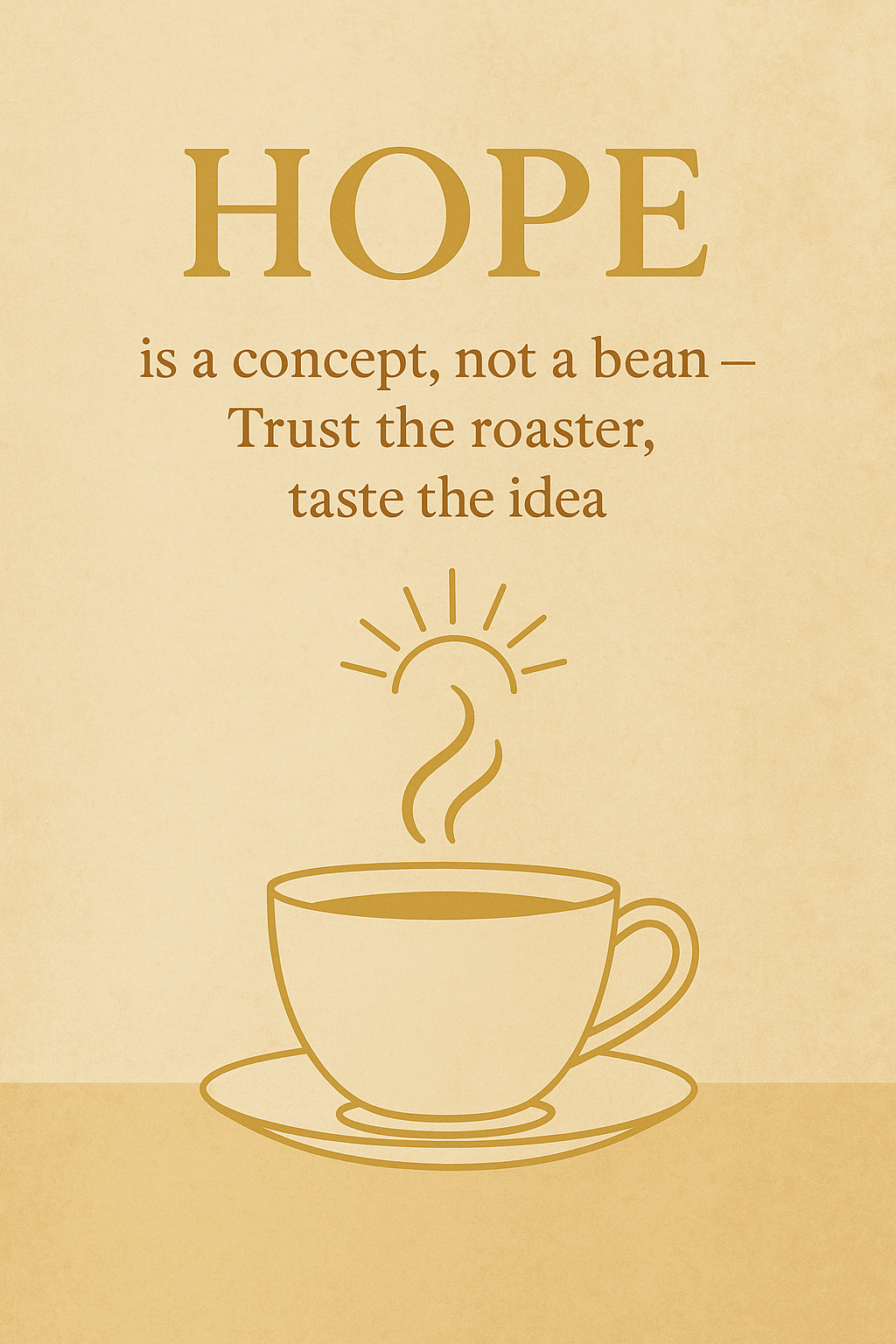 Hope light roast coffee concept graphic - trust the roaster taste the idea - Pangea Coffee roaster's choice philosophy for low acid specialty coffee