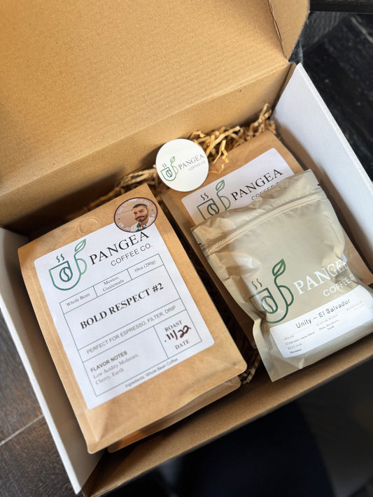 Monthly low acid coffee subscription delivery box from Pangea Coffee - fresh roasted allergen-free coffee for sensitive stomach