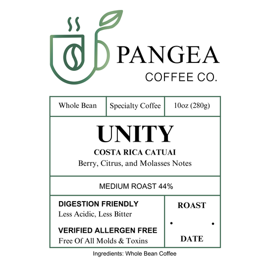 Unity Costa Rica Catuai single origin — Hacienda Sonora century-old estate honey process coffee, Poas Central Valley Costa Rica, low acid allergen-free